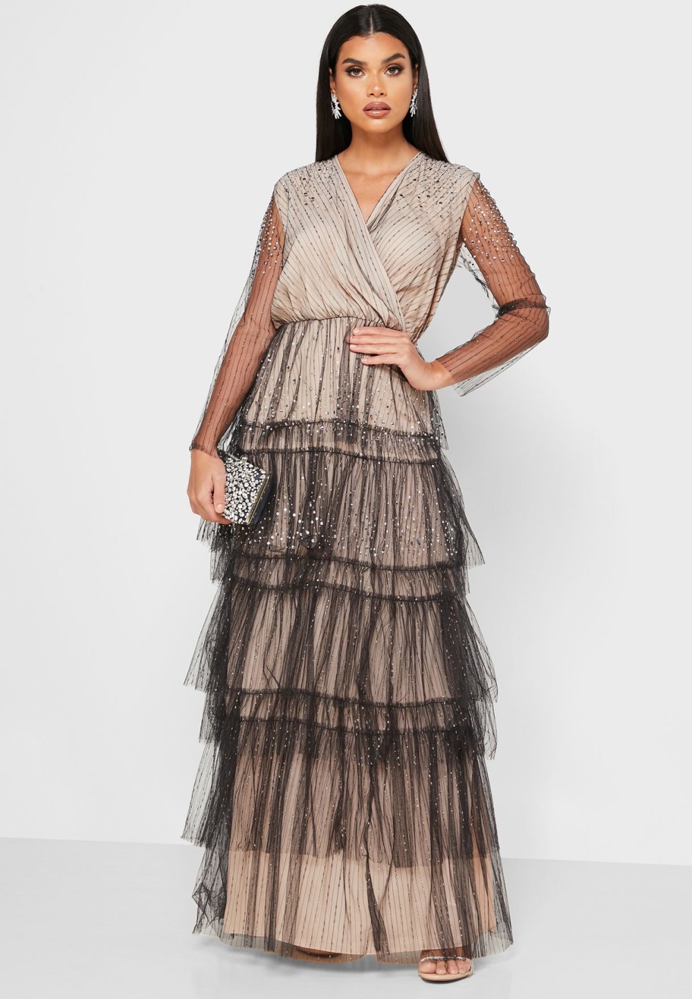 4-zoom-desktop فستان نسائي 6079 شبك طبقات - الصورة 1