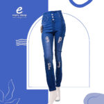 بنطلون بناتي جينز كبير شبابي غامق 5 ازرار AW30