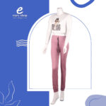 بجامة نسائي صدر ابيض وسروال احمر AW65