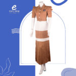 فستان نسائي مقلم تحت طويل أزرار صدر AW68