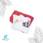 ⁦بجامة نسائي صدر ابيض وسروال احمر AW65⁩ - الصورة ⁦2⁩