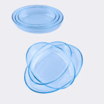 ⁦طقم صحون زجاجي حراري مدور⁩ - الصورة ⁦2⁩