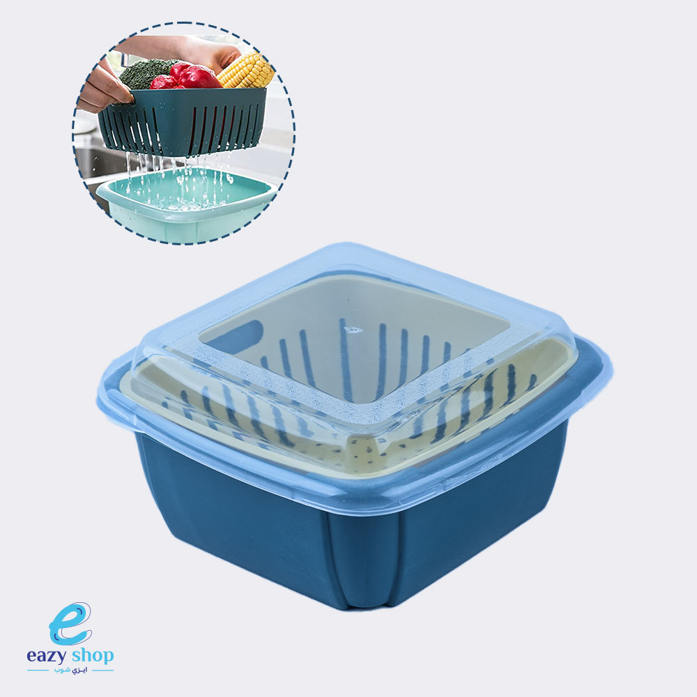 مشن-خضار-مغلق سلة غسيل خضروات مربعة مع غطاء - الصورة 1