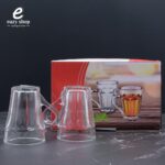 طقم قلصات شاي زجاج مع ممسك