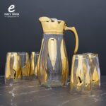 جاك زجاج ذهبي مع 6 قلاصات