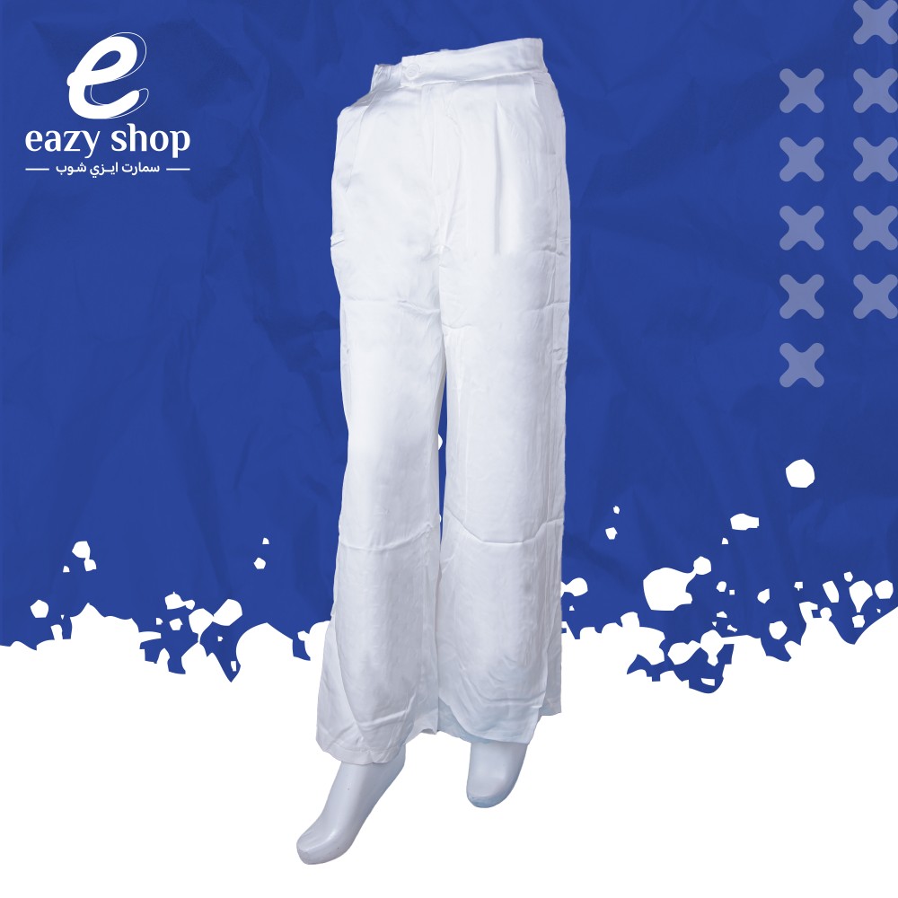 سروال-أبيض-صافي-عريض-1 بنطلون نسائي فضفاض أبيض 820 - الصورة 1