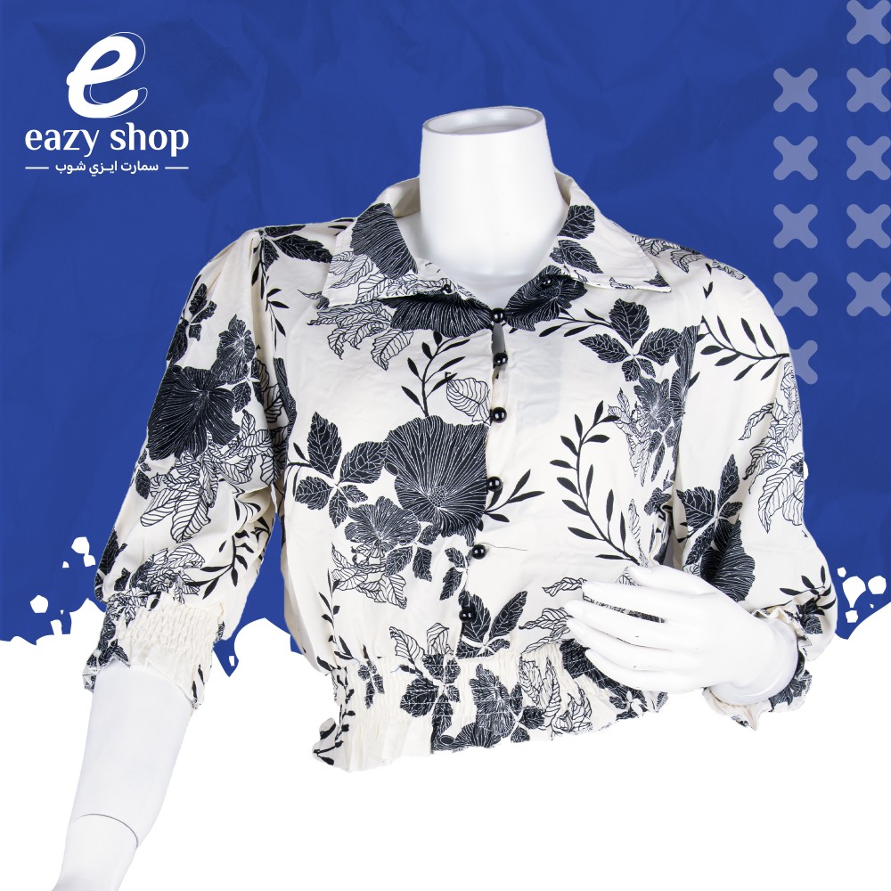 شميز-قصير-مشجر-2 بلوزة نسائي مشجر 8025 - الصورة 1