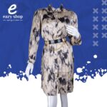 ⁦فستان نسائي ساتان قصير مع حزام 1189⁩ - الصورة ⁦2⁩