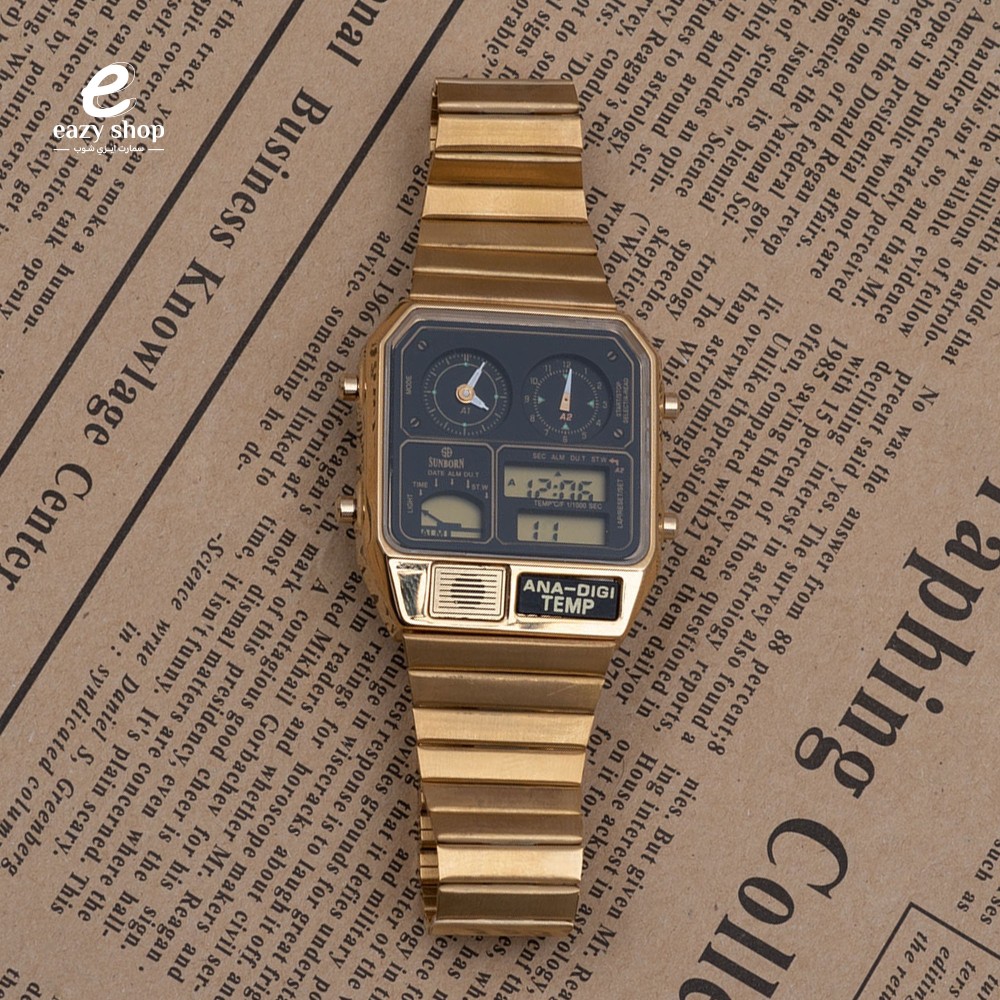 ساعة-سن-بورن-ذهبي ساعة سن بورن رجالي حديد موديل 005 - الصورة 1