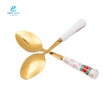 ملاعق اكل 6 حبات ذهبي يد سيراميك
