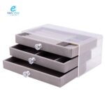 حامل ادوات تجميل مجوهرات 3 دور مستطيل مغطى مخمل من الداخل