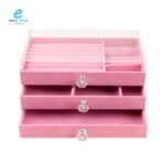 ⁦حامل ادوات تجميل مجوهرات 3 دور مستطيل مغطى مخمل من الداخل⁩ - الصورة ⁦2⁩