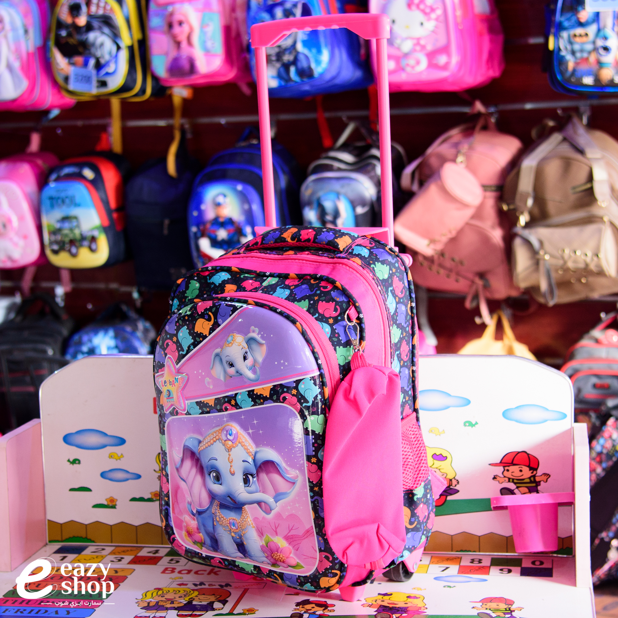 شنطة-عجل-ابو-فيل شنطة مدرسية ابو فيل بناتي عجلات - الصورة 1