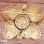 ⁦شيال حلويات ذهبي 5 علب شكل قلب 7486⁩ - الصورة ⁦2⁩