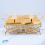 ⁦شيال حلوى 4 علب ذهبي مع الملاعق⁩ - الصورة ⁦5⁩