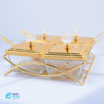 شيال حلوى 4 علب ذهبي مع الملاعق